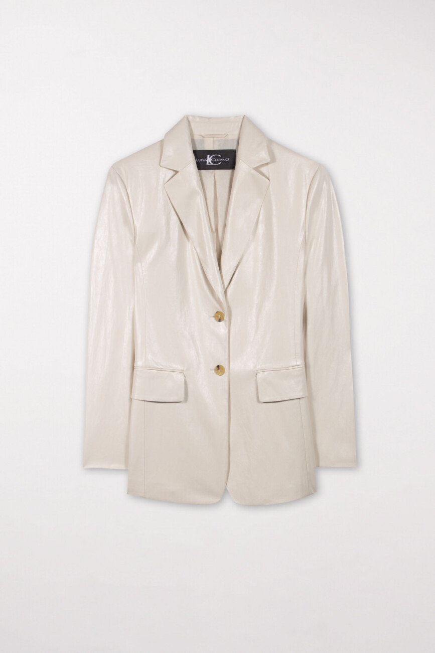 marynarka-luisa-cerano-blazer kremowy ekoskóra butik luisa dłuższa elegancka