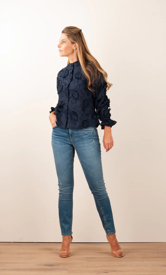 spodnie-cambio-jeansy zdobione cyrkonie klasyczne grafit butik luisa