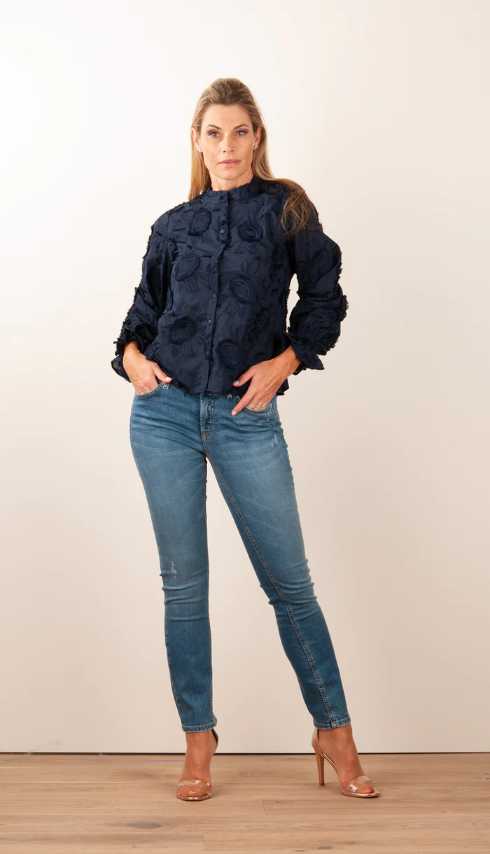 spodnie-cambio-jeansy zdobione cyrkonie klasyczne grafit butik luisa