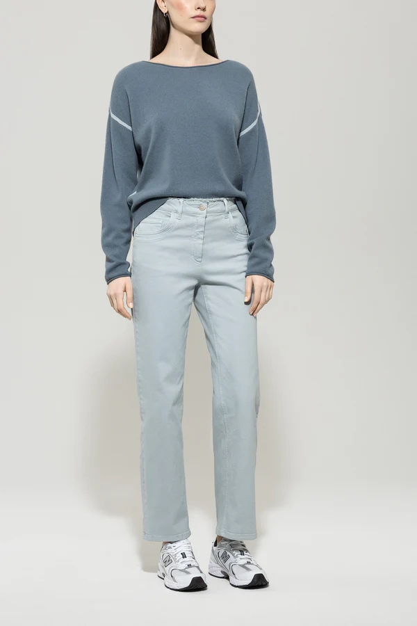 sweter z mieszanki kaszmiru dekolt blue