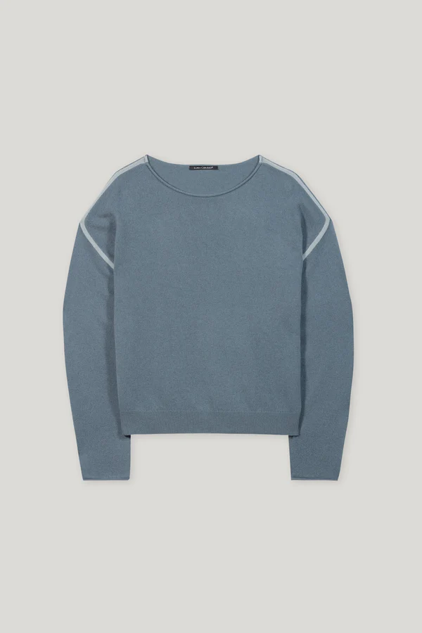 sweter z mieszanki kaszmiru dekolt blue