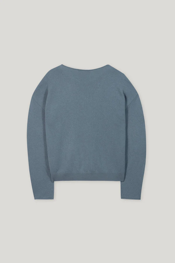 sweter z mieszanki kaszmiru dekolt blue