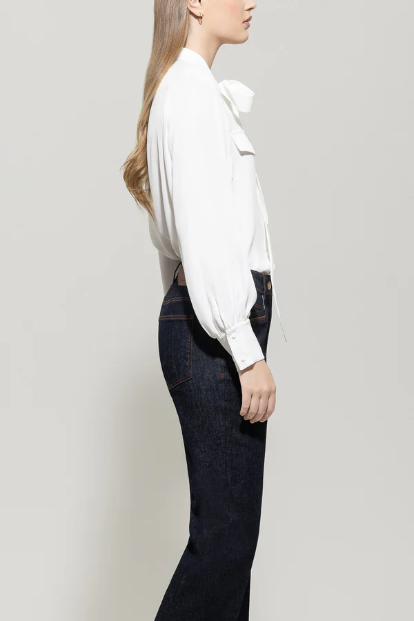 bluzka-luisa-cerano-biała elegancka wiązana kokarda kieszenie butik luisa