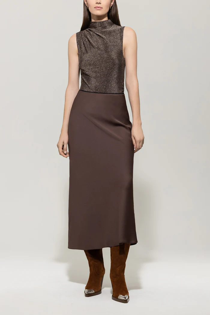 bluzka-luisa-cerano-premium komfortowa modowa jesienna casualowa połyskująca brązowa butik luisa bydgoszcz