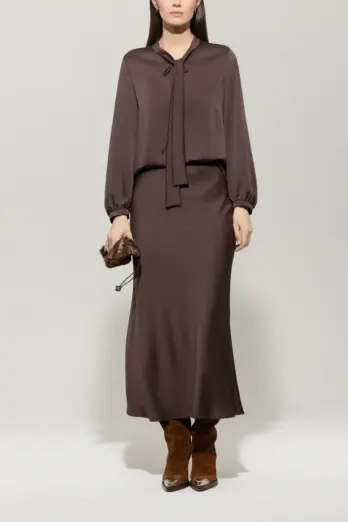 spodnica-luisa-cerano-premium komfortowa satynowa brązowa lejąca jesienna modowa butik luisa cerano