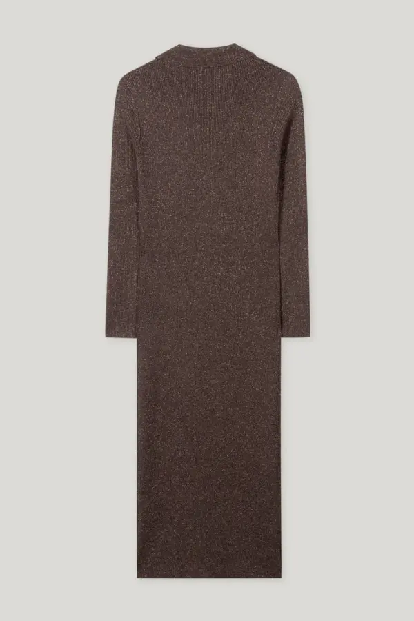 suknia-luisa-cerano-premium komfortowa dzianinowa jesienna modowa brązowa błyszcząca butik luisa bydgoszcz