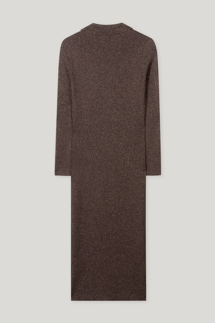 suknia-luisa-cerano-premium komfortowa dzianinowa jesienna modowa brązowa błyszcząca butik luisa bydgoszcz