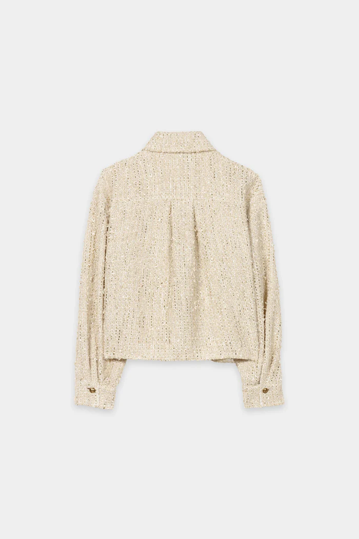 kurtka-luisa-cerano-premium beżowa modowa lekka tweedowa rozpinana krótka wiosenna beżowa butik luisa bydgoszcz