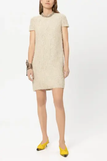 suknia-luisa-cerano-beżowa prosta tweedowa elegancka modowa wiosenna premium casualowa butik luisa bydgoszcz