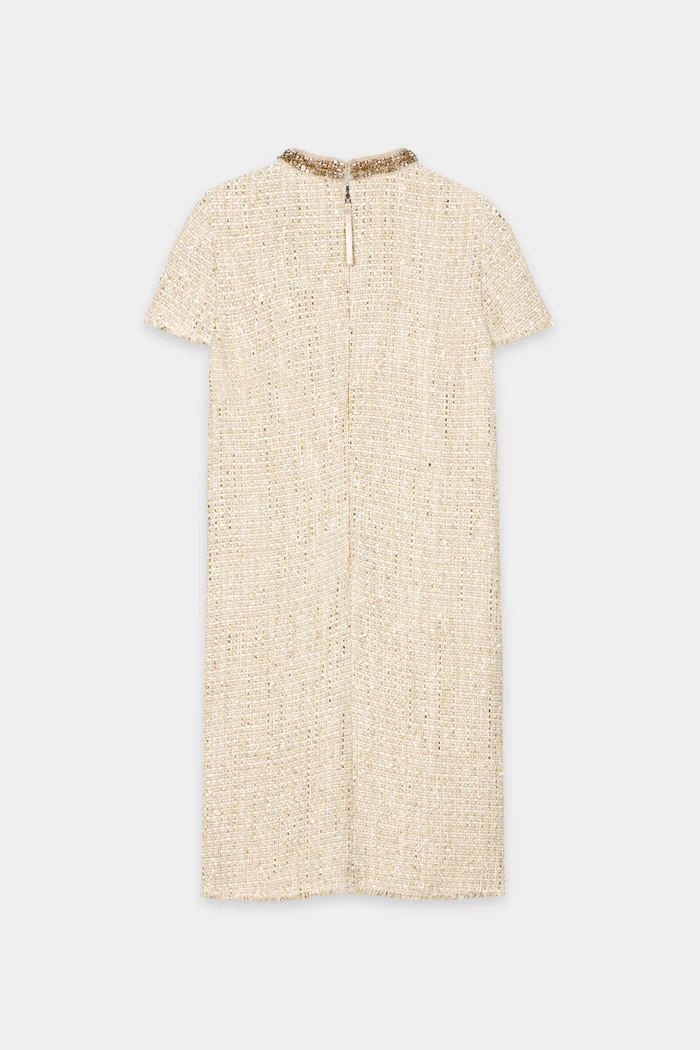 suknia-luisa-cerano-beżowa prosta tweedowa elegancka modowa wiosenna premium casualowa butik luisa bydgoszcz