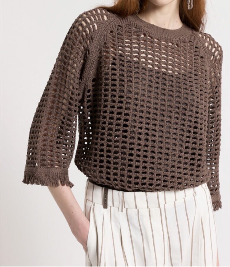 sweter-peserico-bawełniany-ażurowy-cekiny-luksusowy-modowy-letni-butik-luisa-bydgoszcz