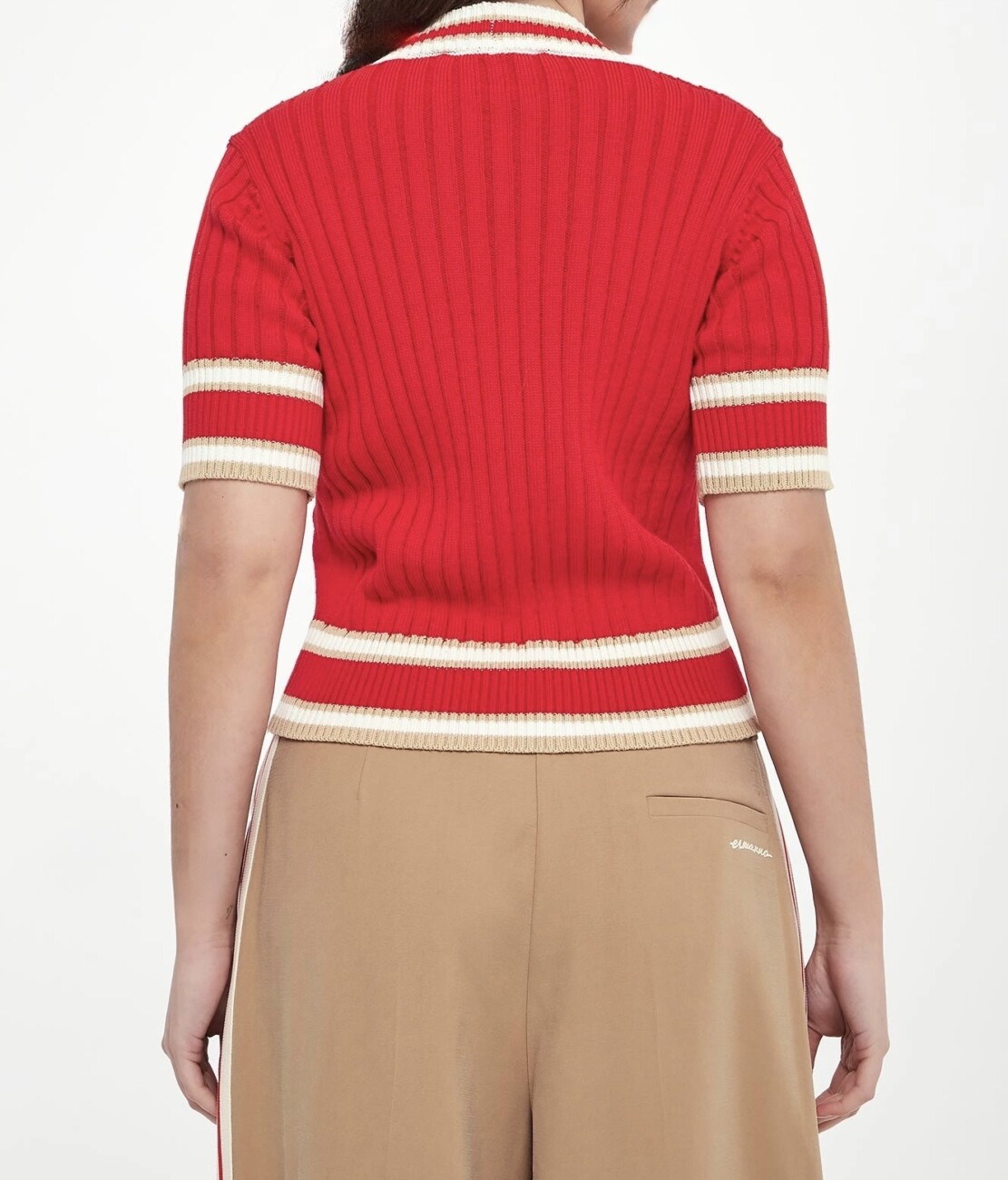 sweter-ermanno-czerwony-logo-dopasowany-bawełniany-modowy-butik-luisa-bydgoszcz