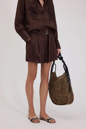 spodenki-ermanno-brązowe-lniane-pasek-modowe-letnie-butik-luisa-bydgoszcz