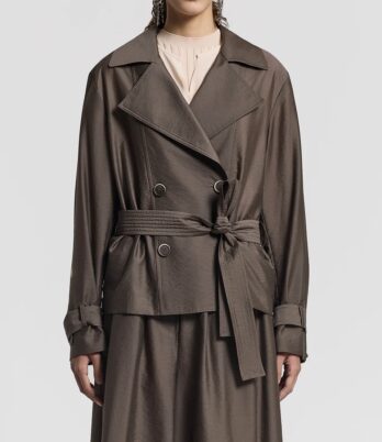 trench-peserico-mini-brązowy-cienki-luksusowy-wiązany-dwurzędowy-butik-luisa-bydgoszcz