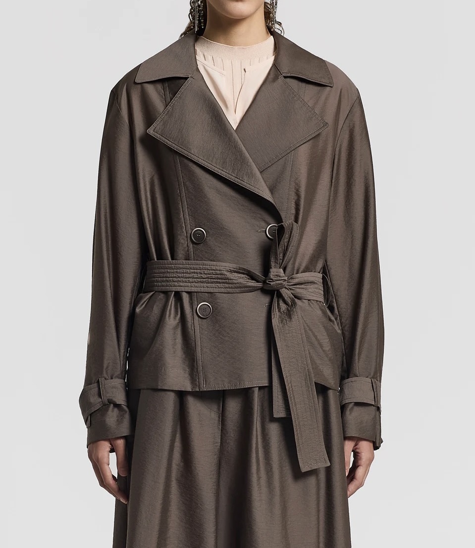 trench-peserico-mini-brązowy-cienki-luksusowy-wiązany-dwurzędowy-butik-luisa-bydgoszcz