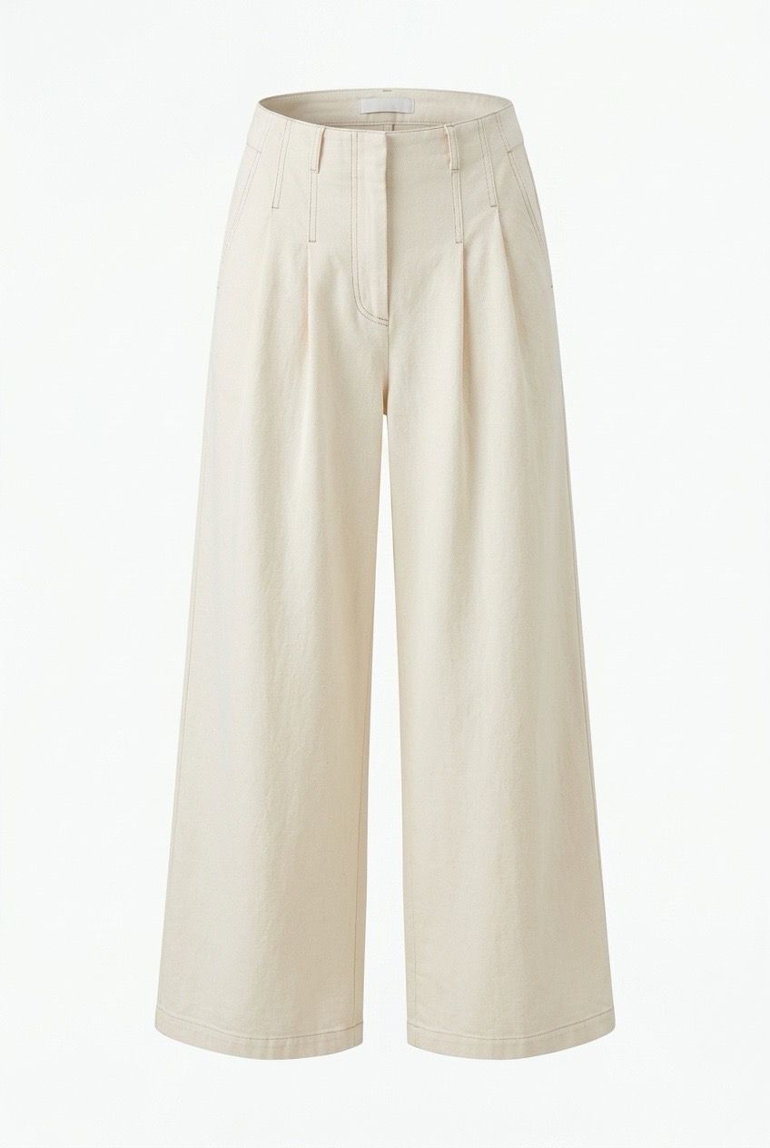 spodnie-peserico-ecru-jeans-szerokie-zakładki-modowe-luksusowe-butik-luisa-bydgoszcz