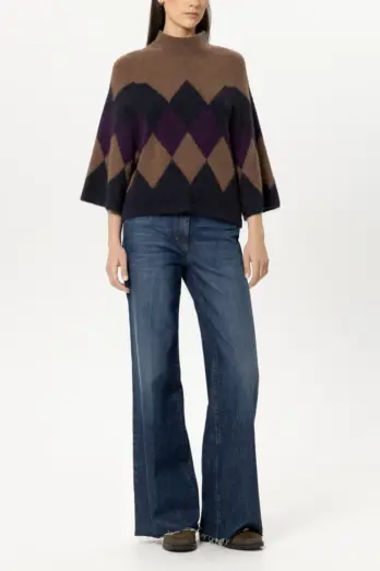 sweter-golf-luisa-cerano-premium modowy jesienny ponczo wzór ciepły wełniany komfortowy butik luisa bydgoszcz