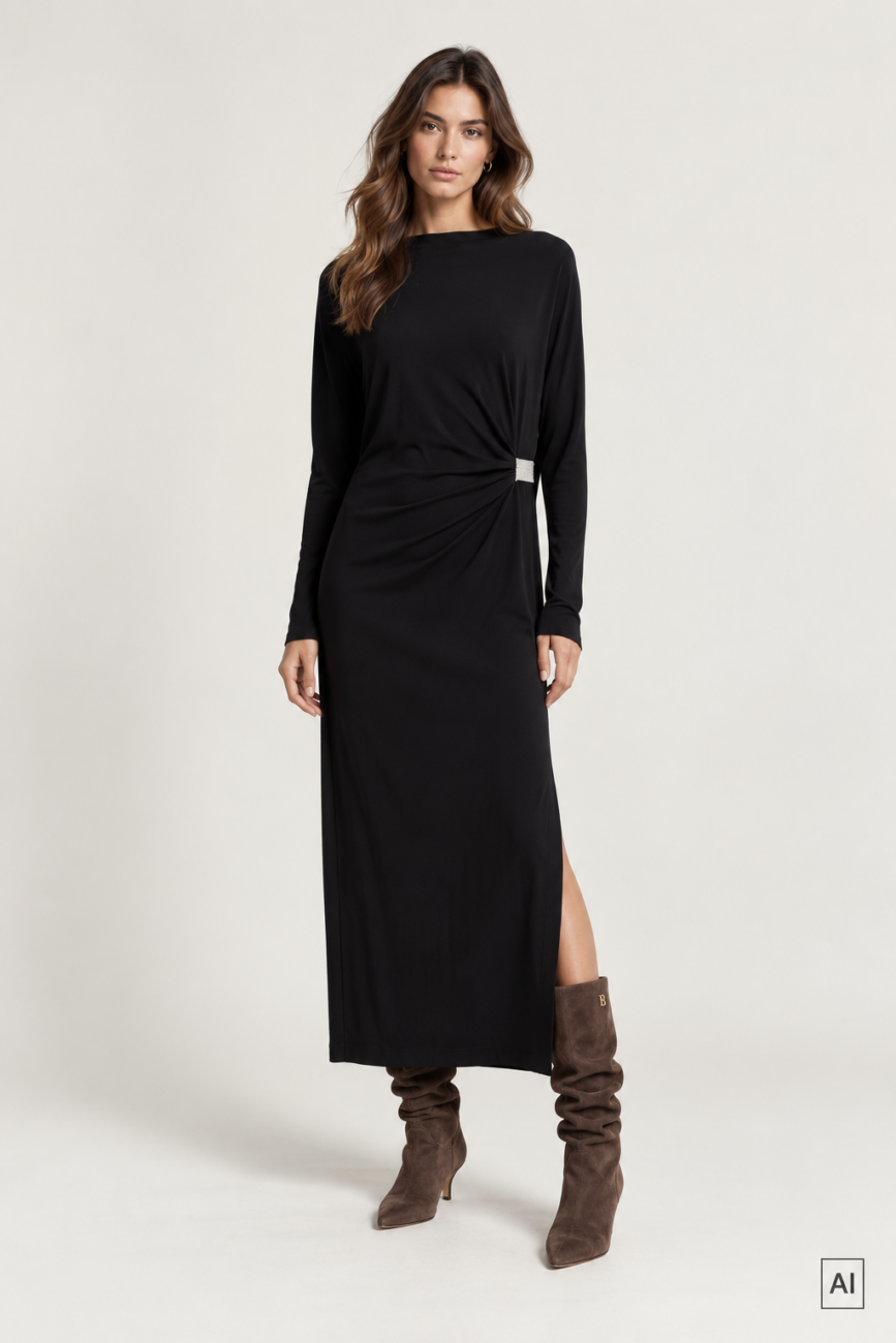sukienka-peserico-wiskoza-luksusowa-elegancka-granatowa-dopasowana-butik-luisa-bydgoszcz